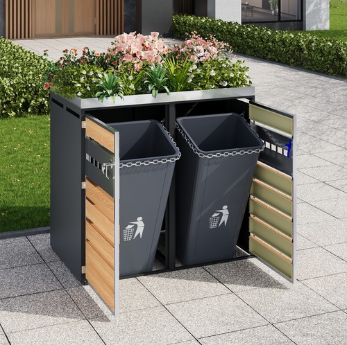 Garden double wheelie bin - garden,