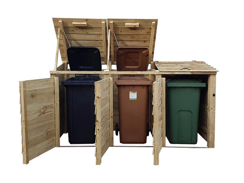 Wooden wheelie bin - wooden,