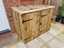 Double wooden wheelie bin