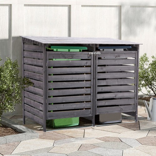 Double wooden wheelie bin - double,